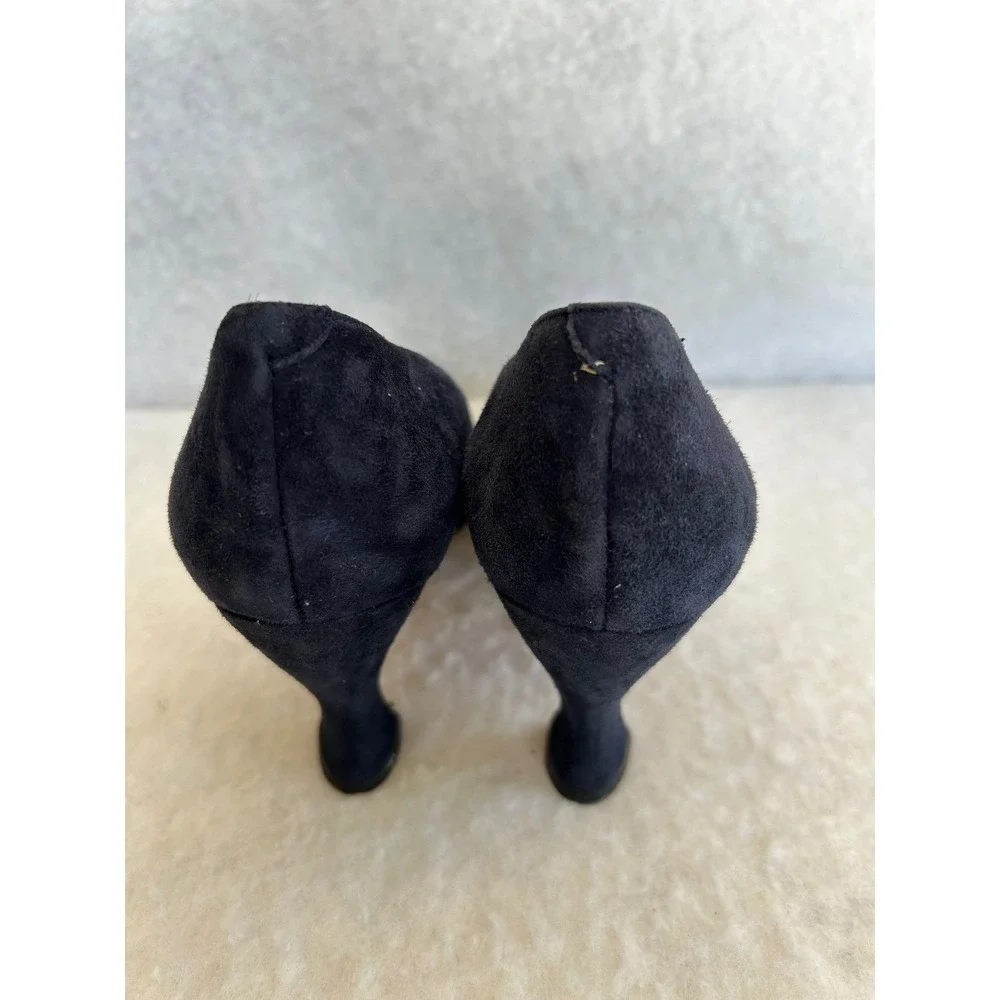 Kenneth Cole New York Vintage Black Suede Pointed Toe Heels Pumps 8 AA